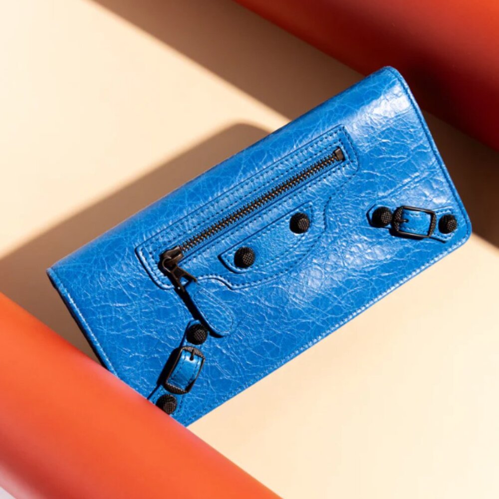 ❌ SOLD ❌ BALENCIAGA Blue leather "le city" long wallet
